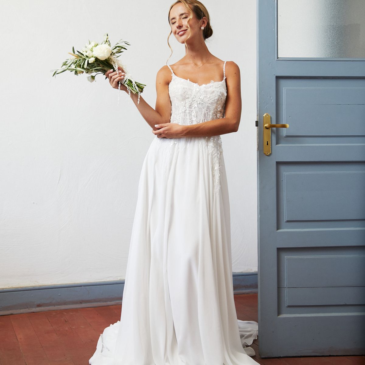 MI PLACARD - Vestido Largo de Novia Blanche Gasa Ivory