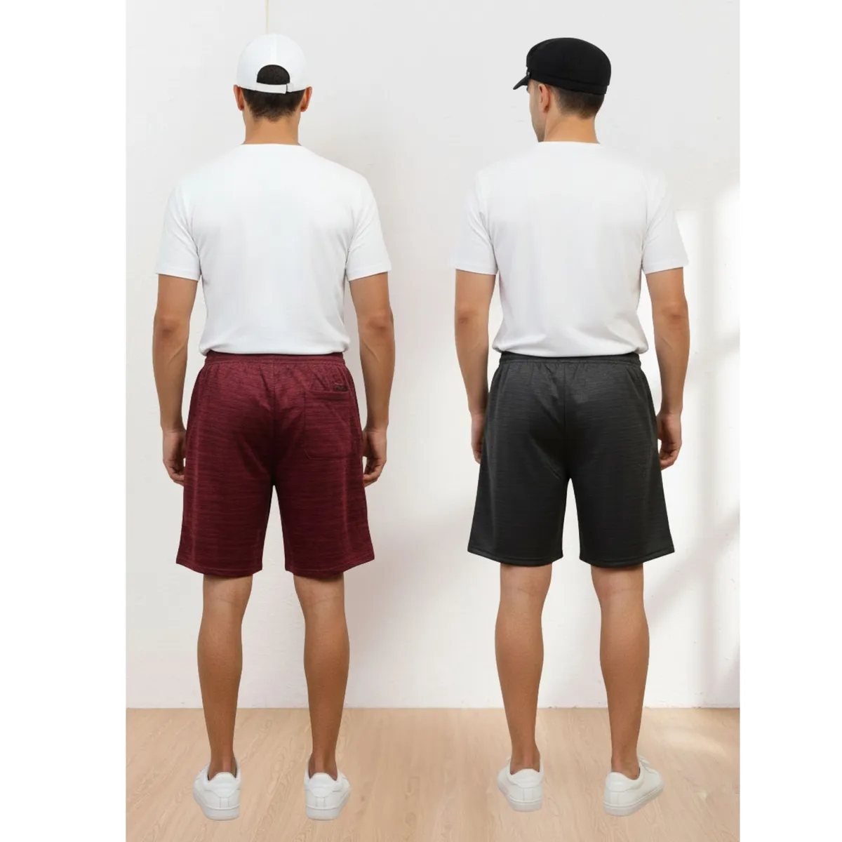 LIKE SHOP - Pack 2 Short Bermuda Jaspeado Deportivo Hombre Bolsillos Cierre A557