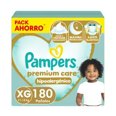 PAMPERS - Pañal Premium Care Tamaño XG 180 Un