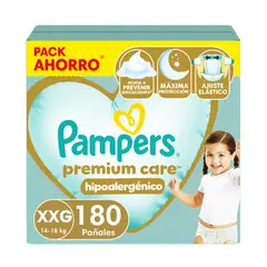 PAMPERS - Pañal Premium Care Tamaño XXG 180 Un