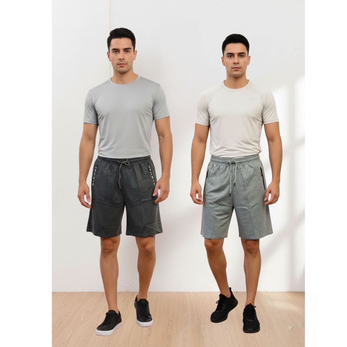LIKE SHOP - Pack 2 Short Bermuda Deportivo Liso Hombre Bolsillos Cierre A559