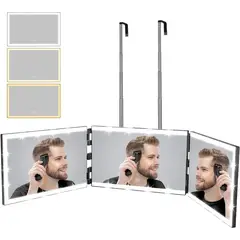 MOVI - Espejo Triple de Autocorte 360° para Corte de Cabello con Soporte Ajustable