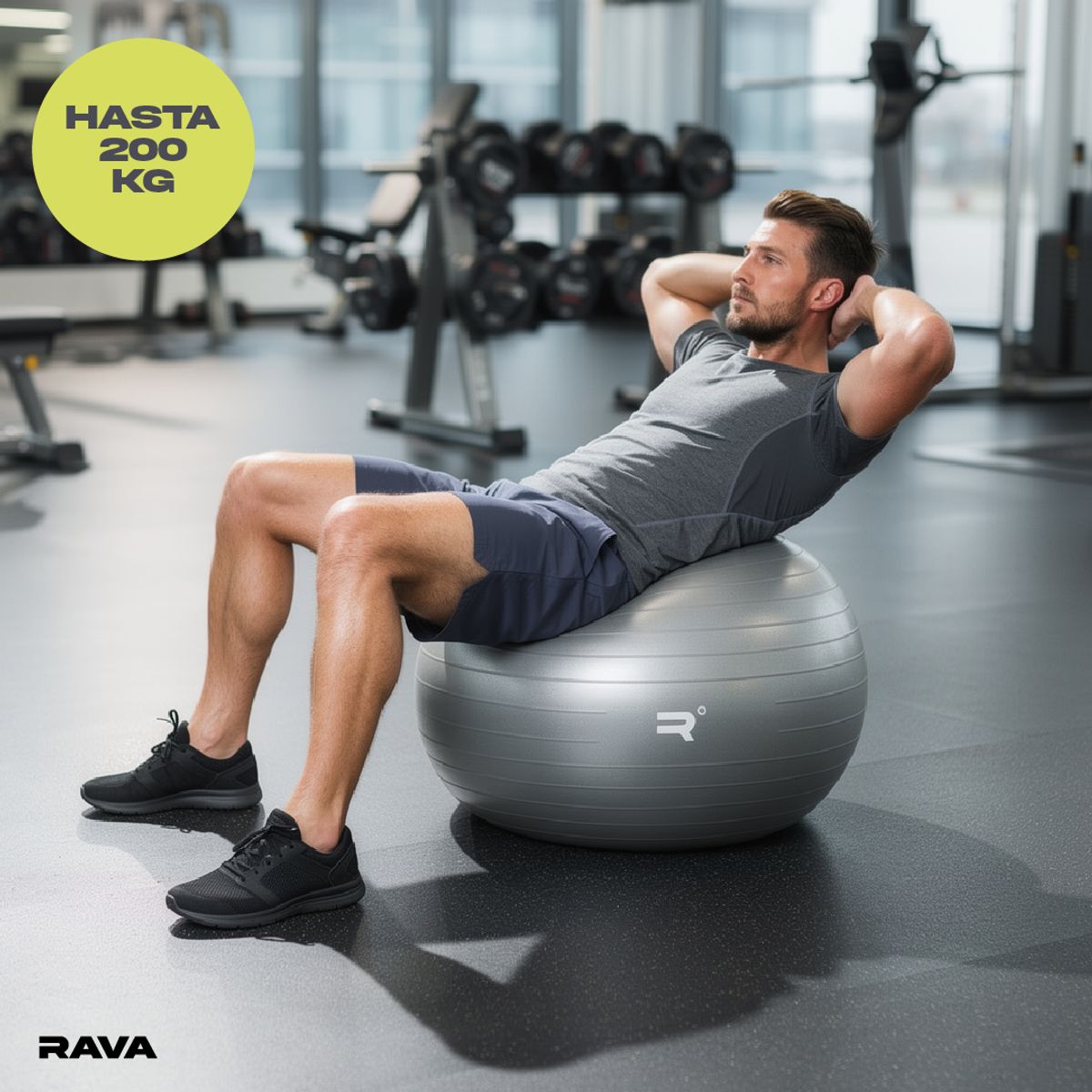 RAVA - Balón Yoga Entrenamiento Ejercicio Fitness Gris Rava
