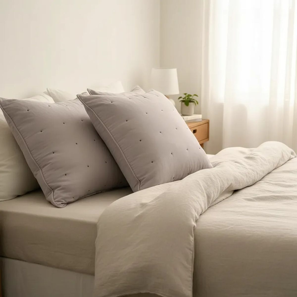 TODOHOGAR SANTIAGO DE CHILE - Set De 2 Cojines Bordados 60×60 Cm · Algodón · Lavanda Clara
