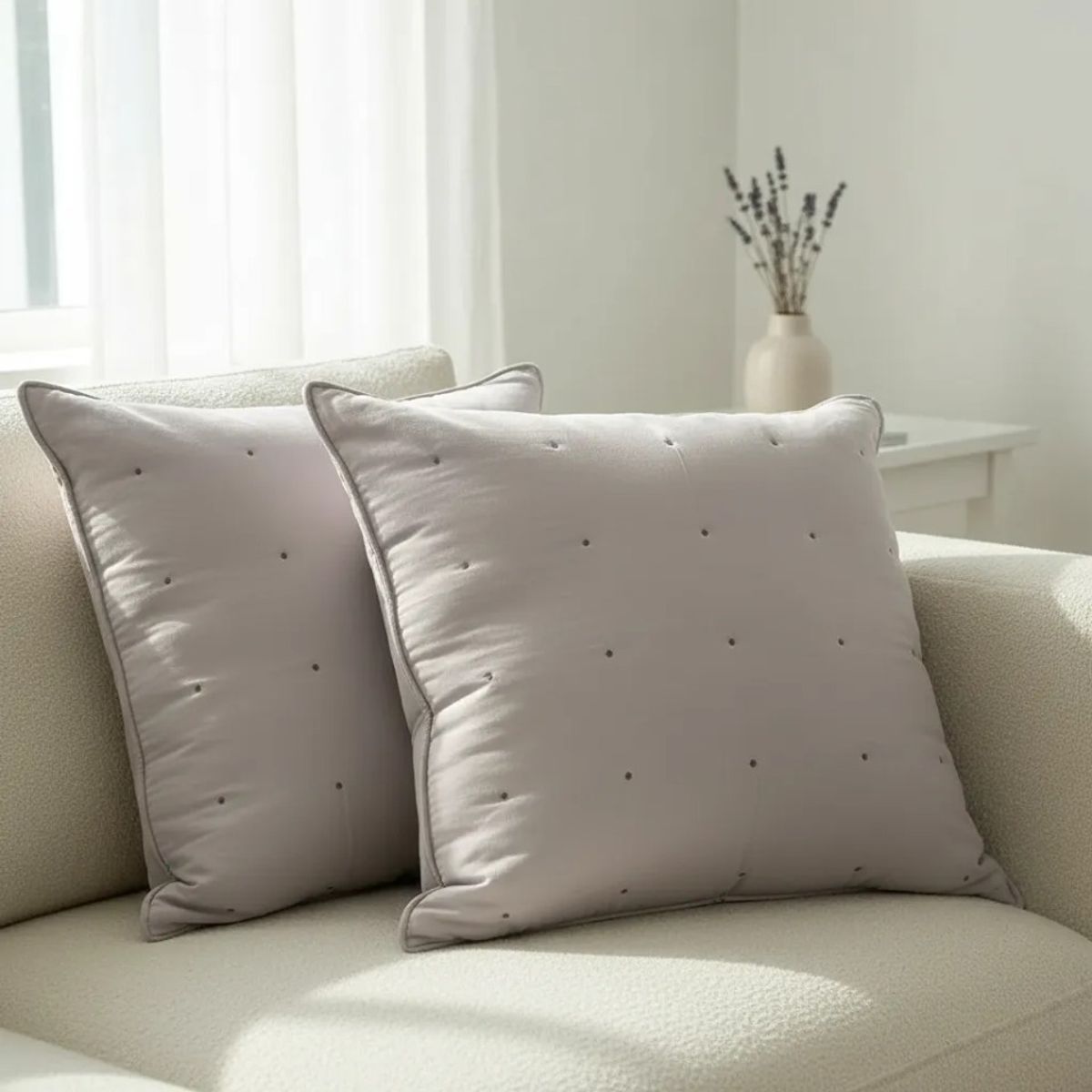 TODOHOGAR SANTIAGO DE CHILE - Set De 2 Cojines Bordados 60×60 Cm · Algodón · Lavanda Clara