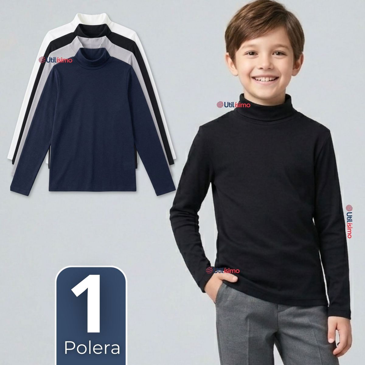 UTILISIMO - Polera Camiseta Polar Primera Capa Beatle Manga Larga Colores Surtido Niño