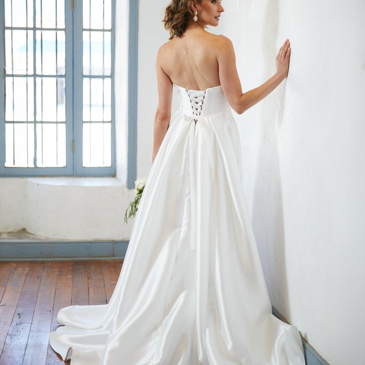 MI PLACARD - Vestido Largo de Novia Celeste Blanco