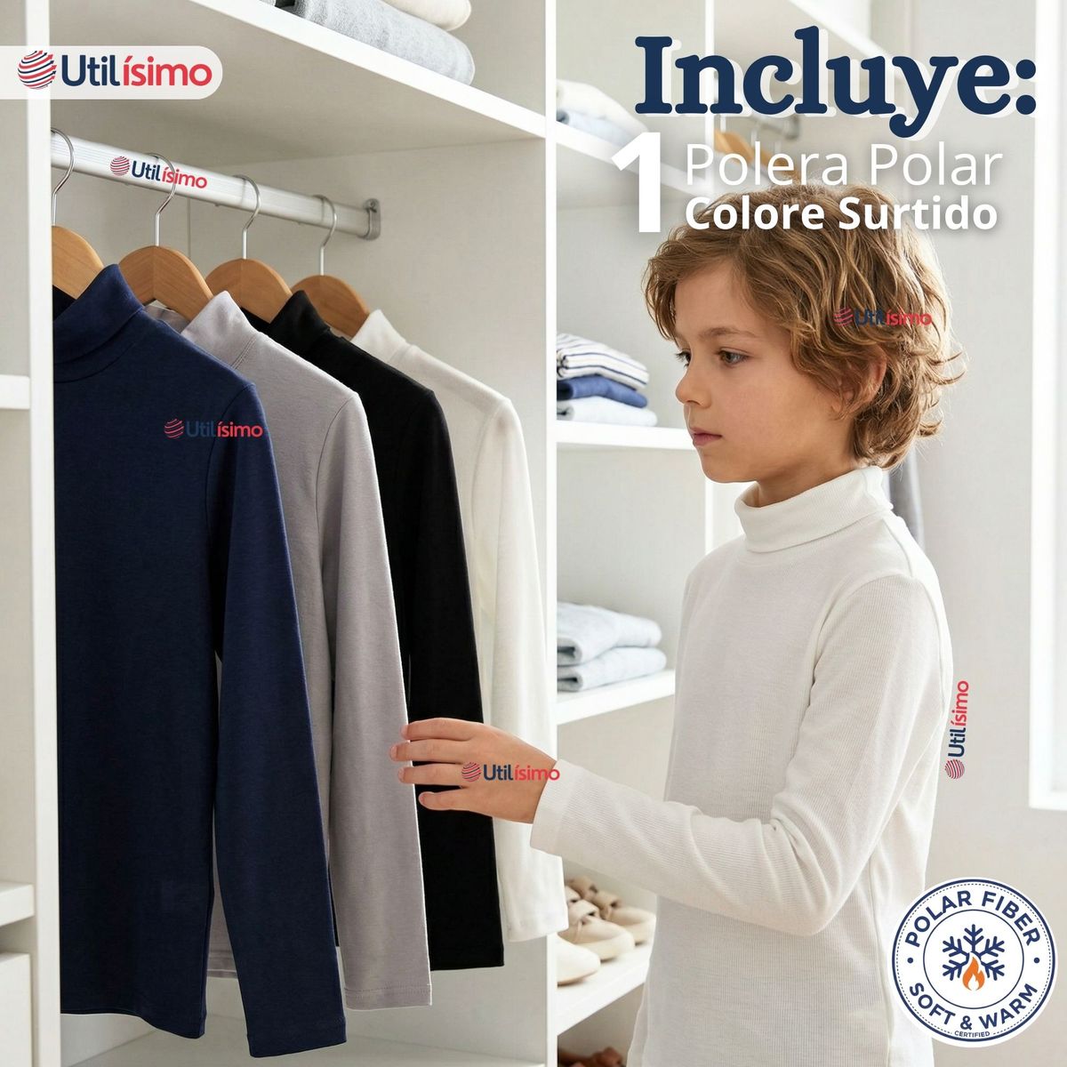 UTILISIMO - Polera Camiseta Polar Primera Capa Beatle Manga Larga Colores Surtido Niño
