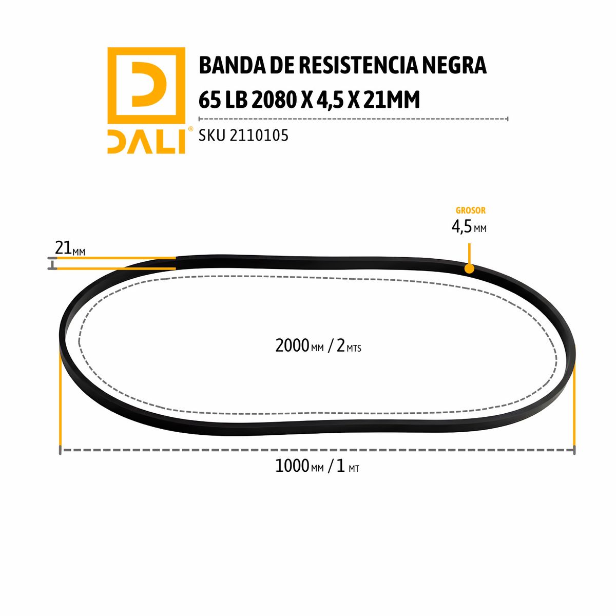 DALI - BANDA DE RESISTENCIA NEGRO 25 – 65 LB