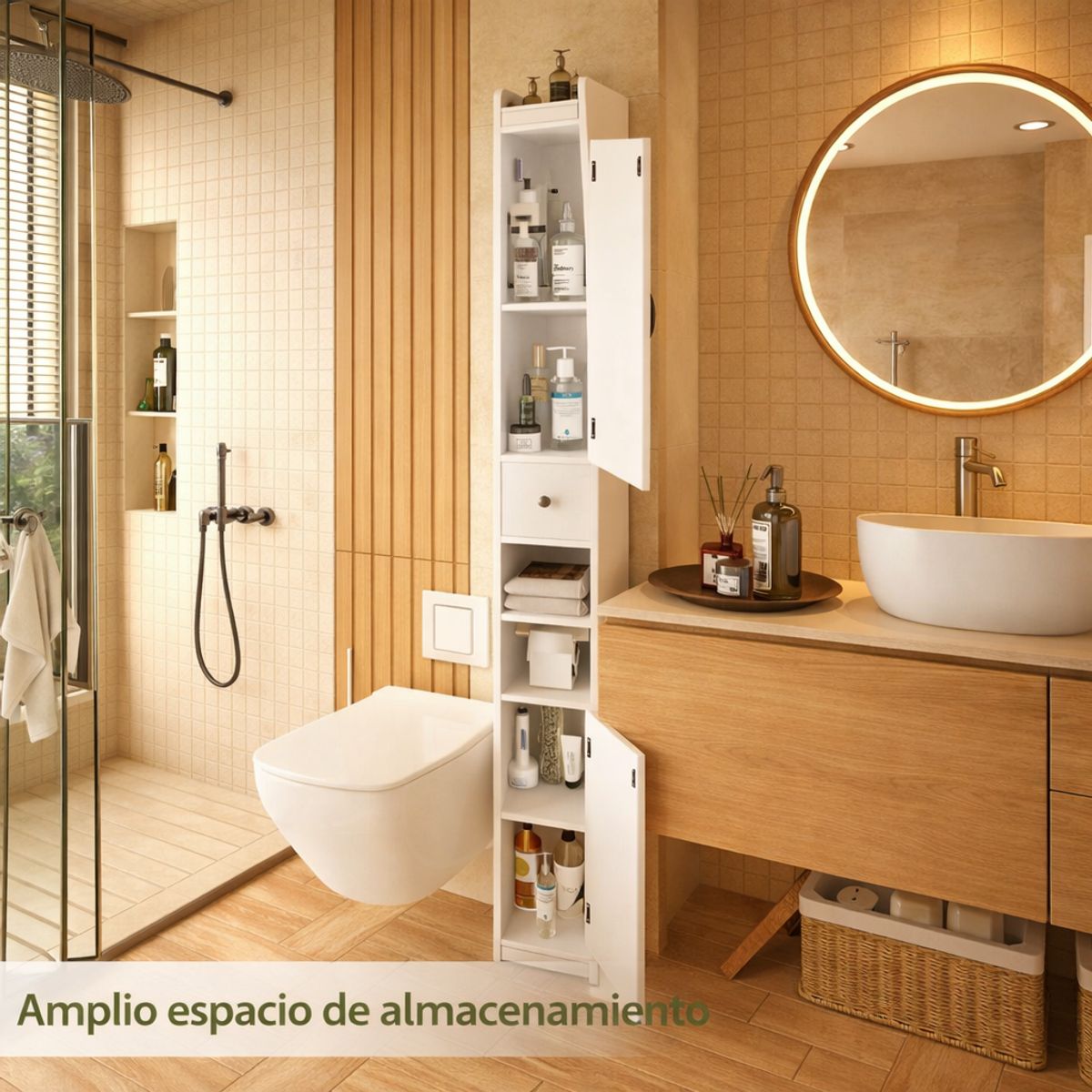 HOMER DESIGN - Mueble estante Organizador De Baño Estilo Europeo 20x20x180cm