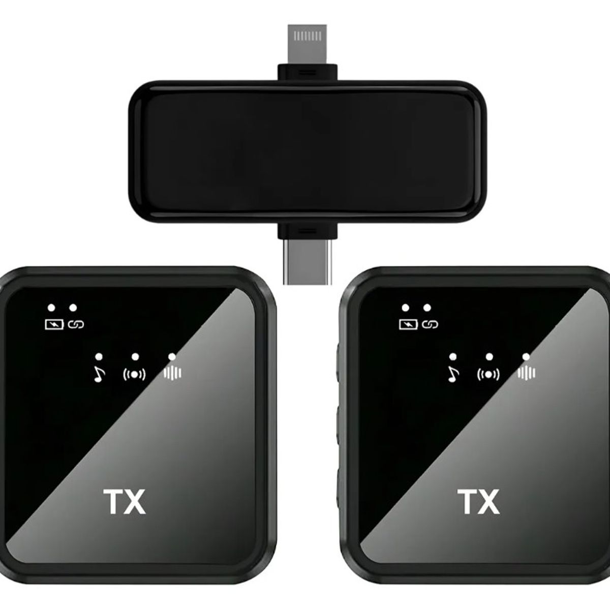 GENERICO - Micrófono Dual Inalámbrico Solapa Celular Usb-c Y Lightning Negro