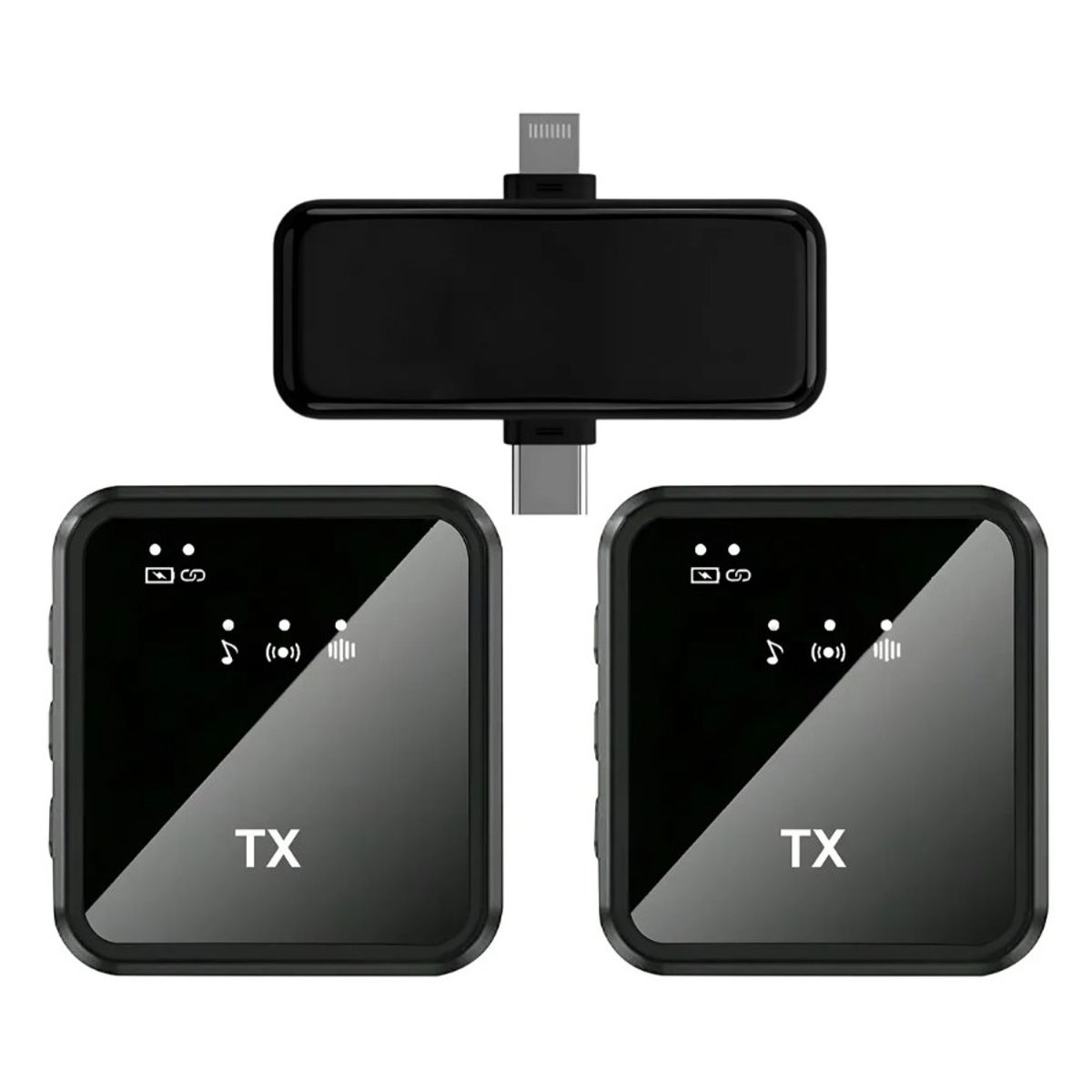 GENERICO - Micrófono Dual Inalámbrico Solapa Celular Usb-c Y Lightning Negro