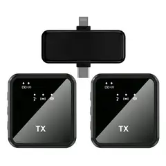 GENERICO - Micrófono Dual Inalámbrico Solapa Celular Usb-c Y Lightning Negro