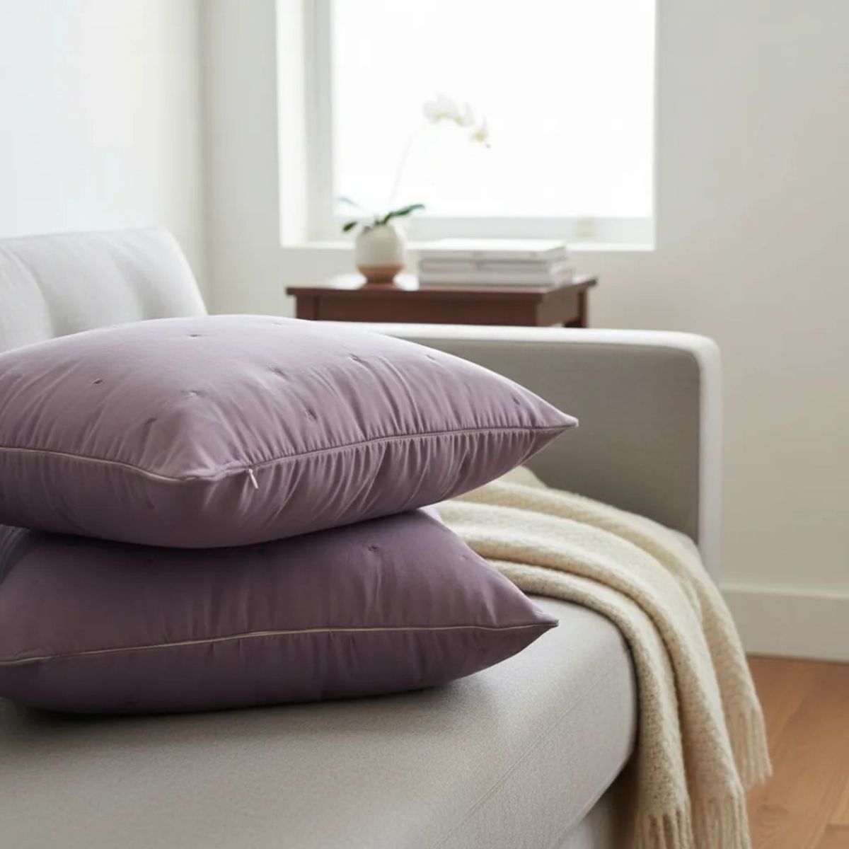 TODOHOGAR SANTIAGO DE CHILE - Set De 2 Cojines Bordados 60×60 Cm · Algodón · Lavanda