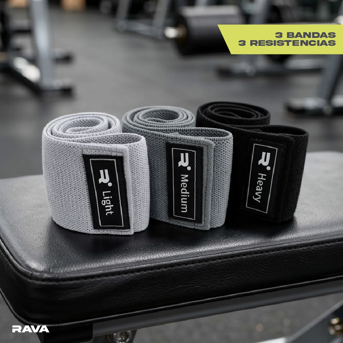 RAVA - Set 3 Bandas Elásticas de Resistencia Ejercicio Fitness Rava Kiosclub