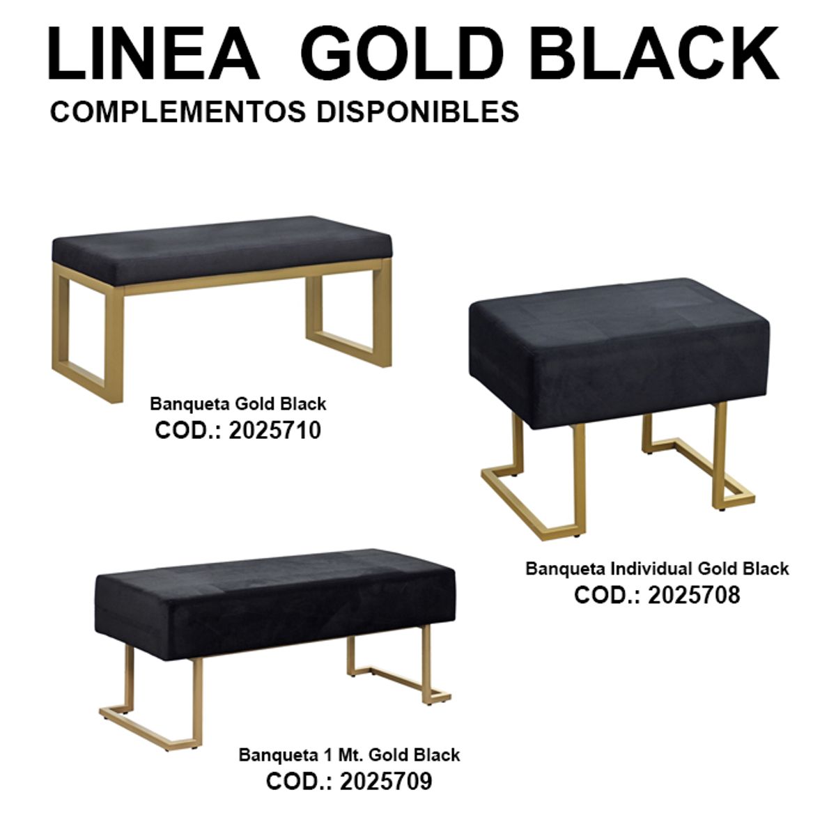 MSA MUEBLES SANTA ANA - Banqueta 1 Mt. Gold Black
