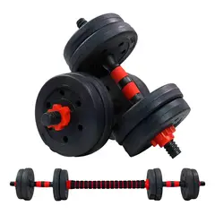 GENERICO - Set Mancuernas Y Barra Unibles 30kg Fitness Pesas Ajustables Color Negro