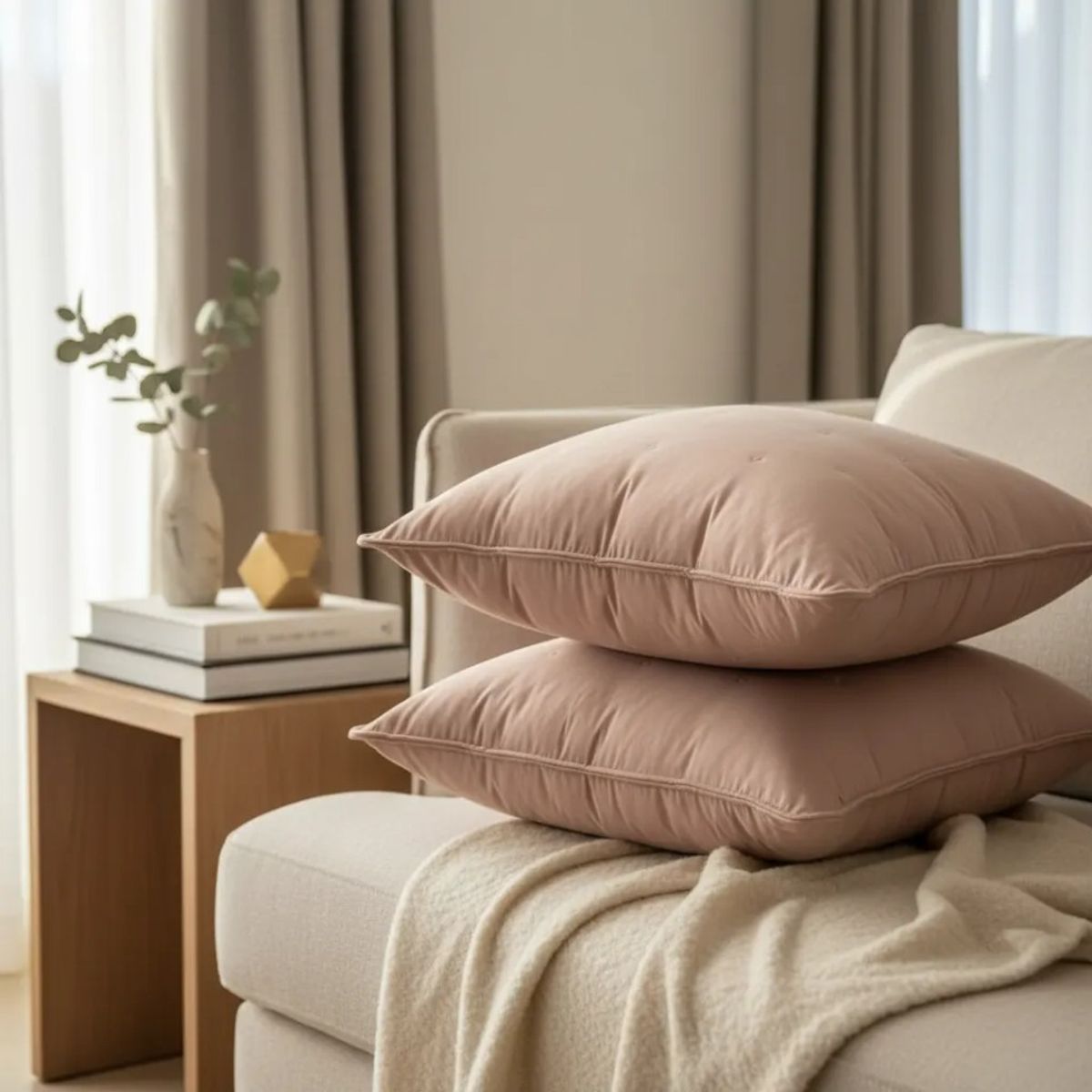 TODOHOGAR SANTIAGO DE CHILE - Set De 2 Cojines Bordados 60×60 Cm · Algodón · Rosa empolvado