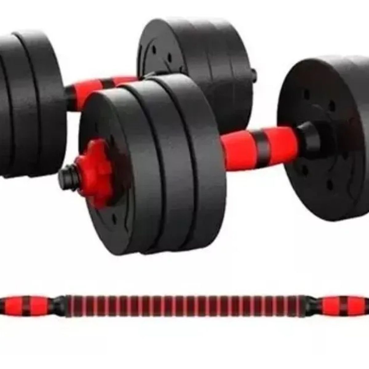 GENERICO - Set Mancuernas Y Barra Unibles 30kg Fitness Pesas Ajustables Negro