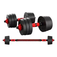 GENERICO - Set Mancuernas Y Barra Unibles 30kg Fitness Pesas Ajustables Negro