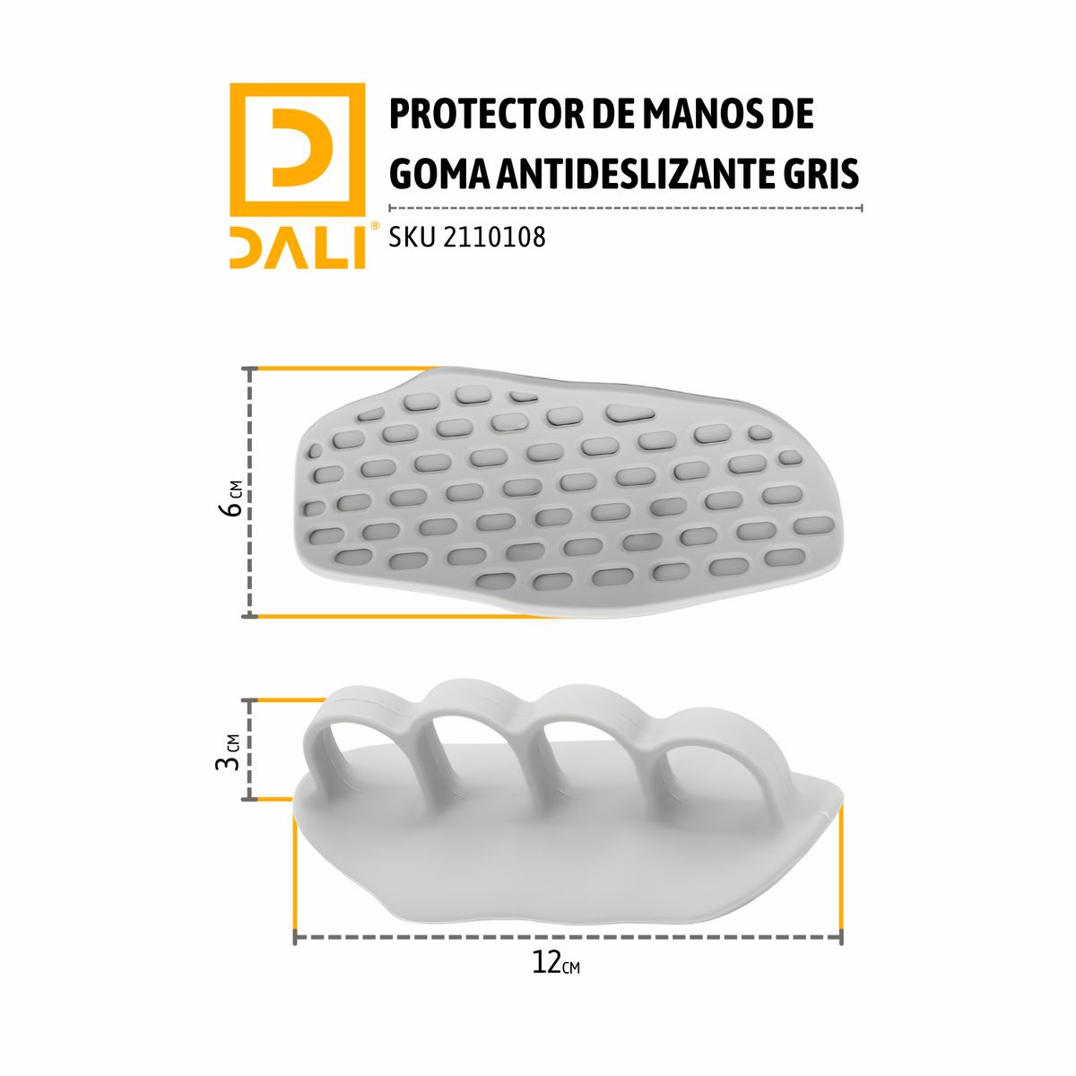 DALI - Protector de Manos de Goma Antideslizante Gris Par