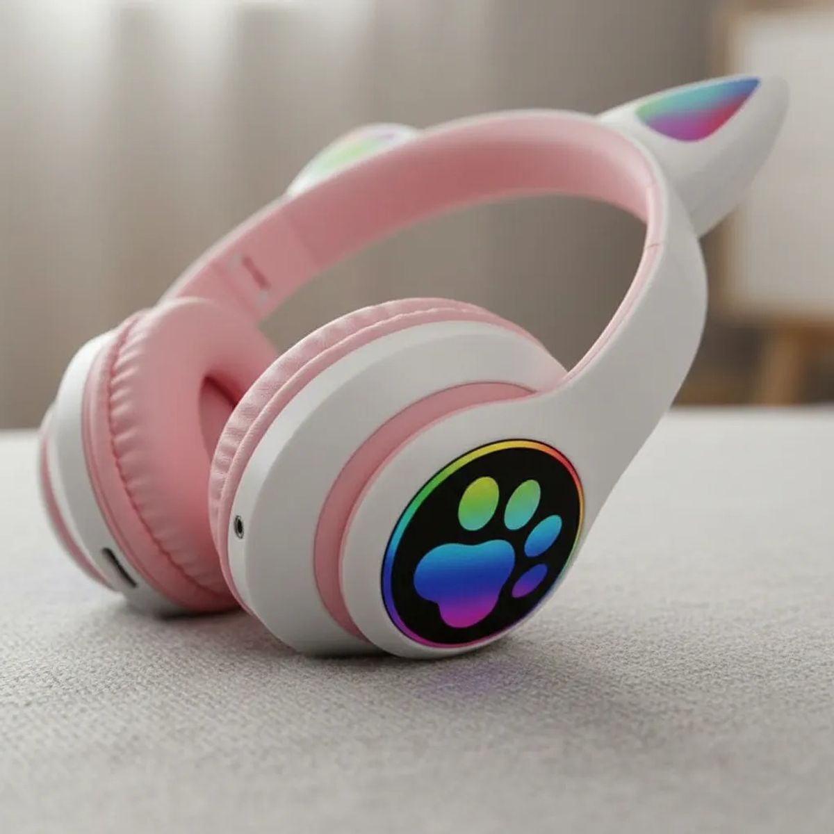 GENERICO - Audifono Bluetooth Cat Ear KT-46 Rosado Color Rosado