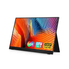 GENERICO - Monitor Portátil Vilva 15,6 FHD 1080P IPS con USB-C, HDMI, cubierta y altavoces Negro