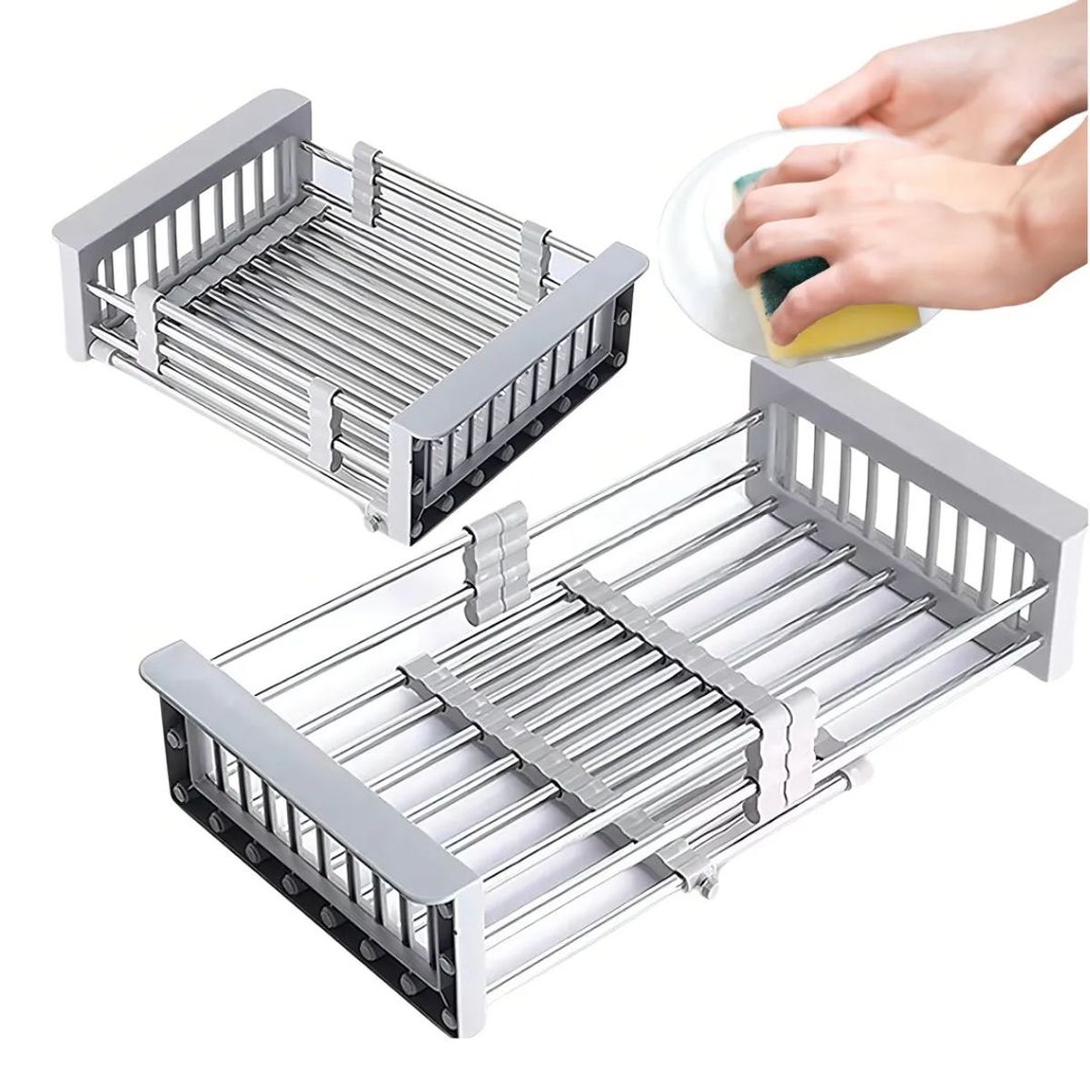 GENERICO - Secaplatos Extensible Acero Inoxidable Para Lavaplatos - Ajustable y Multiuso