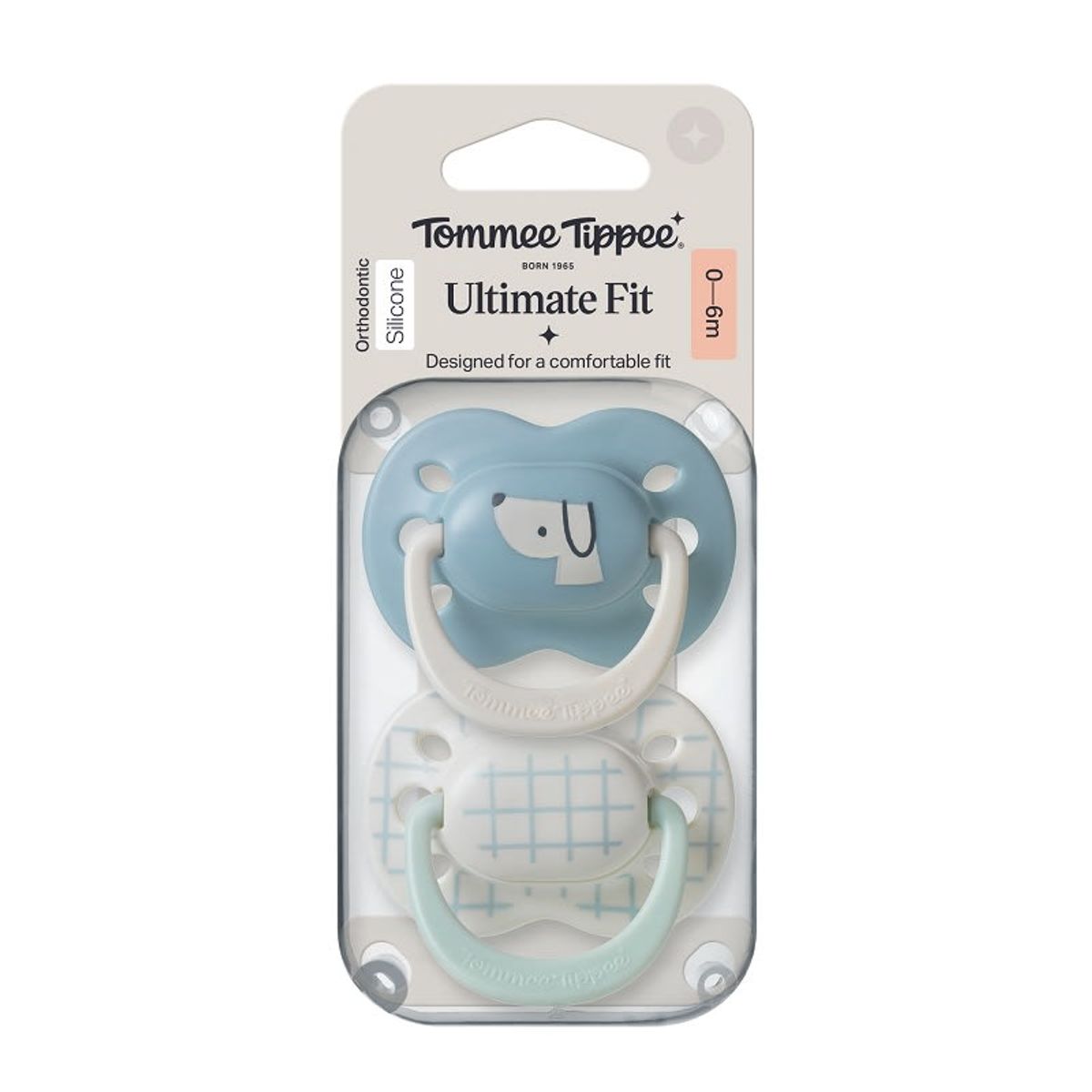 TOMMEE TIPPEE - CHUPETE DE SILICONA ULTIMATE FIT 2 UNIDADES 0-6 MESES NIÑO AZUL