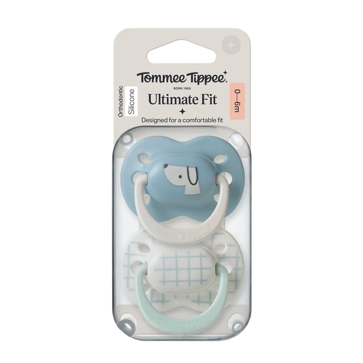 TOMMEE TIPPEE - CHUPETE DE SILICONA ULTIMATE FIT 2 UNIDADES 0-6 MESES NIÑO AZUL