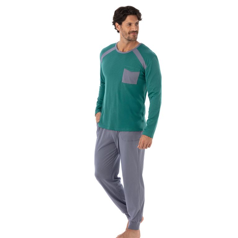 COD 3137 PIJAMA ALGODON CLASICO Verde S
