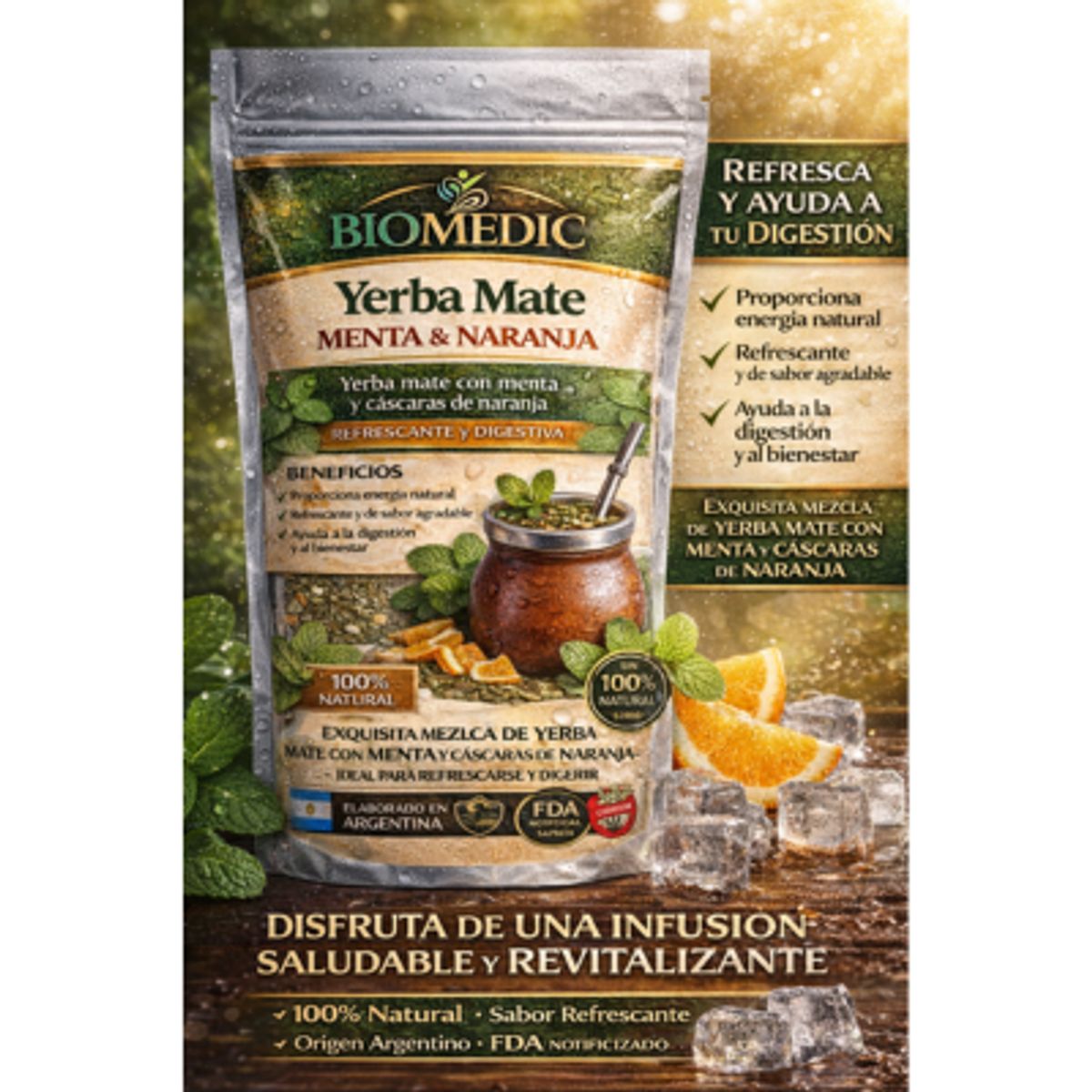 GENERICO - Yerba Mate Sabor Menta y Naranja  Natural 1kg