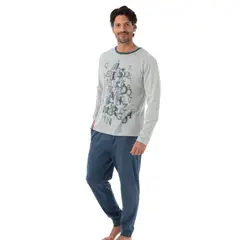BECKIL - COD 3041 PIJAMA ALGODON ESTAMPADO POLERA LETRAS, MANGA LARGA