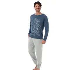 BECKIL - COD 3041 PIJAMA ALGODON ESTAMPADO POLERA LETRAS, MANGA LARGA