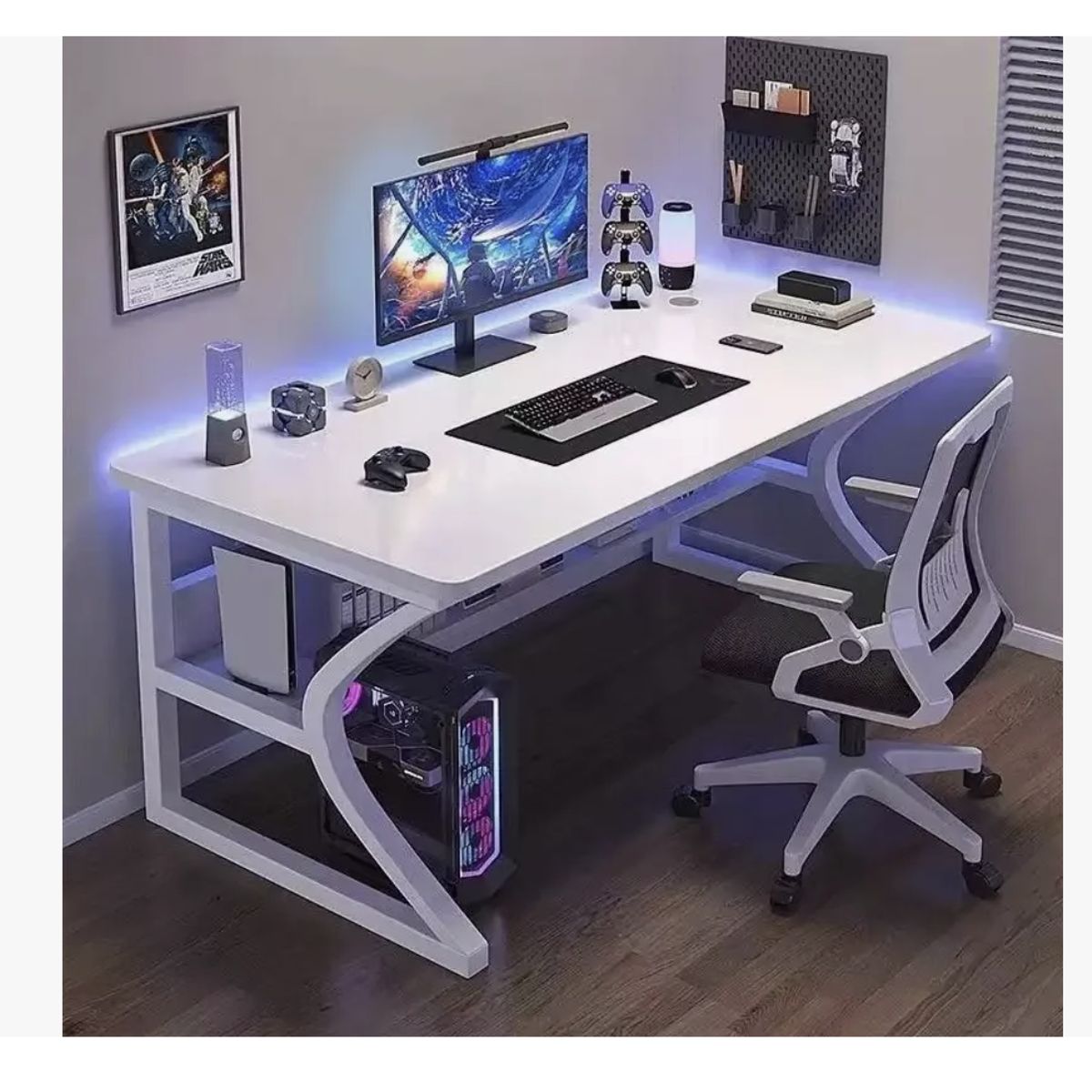 GENERICO - Escritorio Oficina Moderno 100x60cm Con Repisa Inferior Blanco