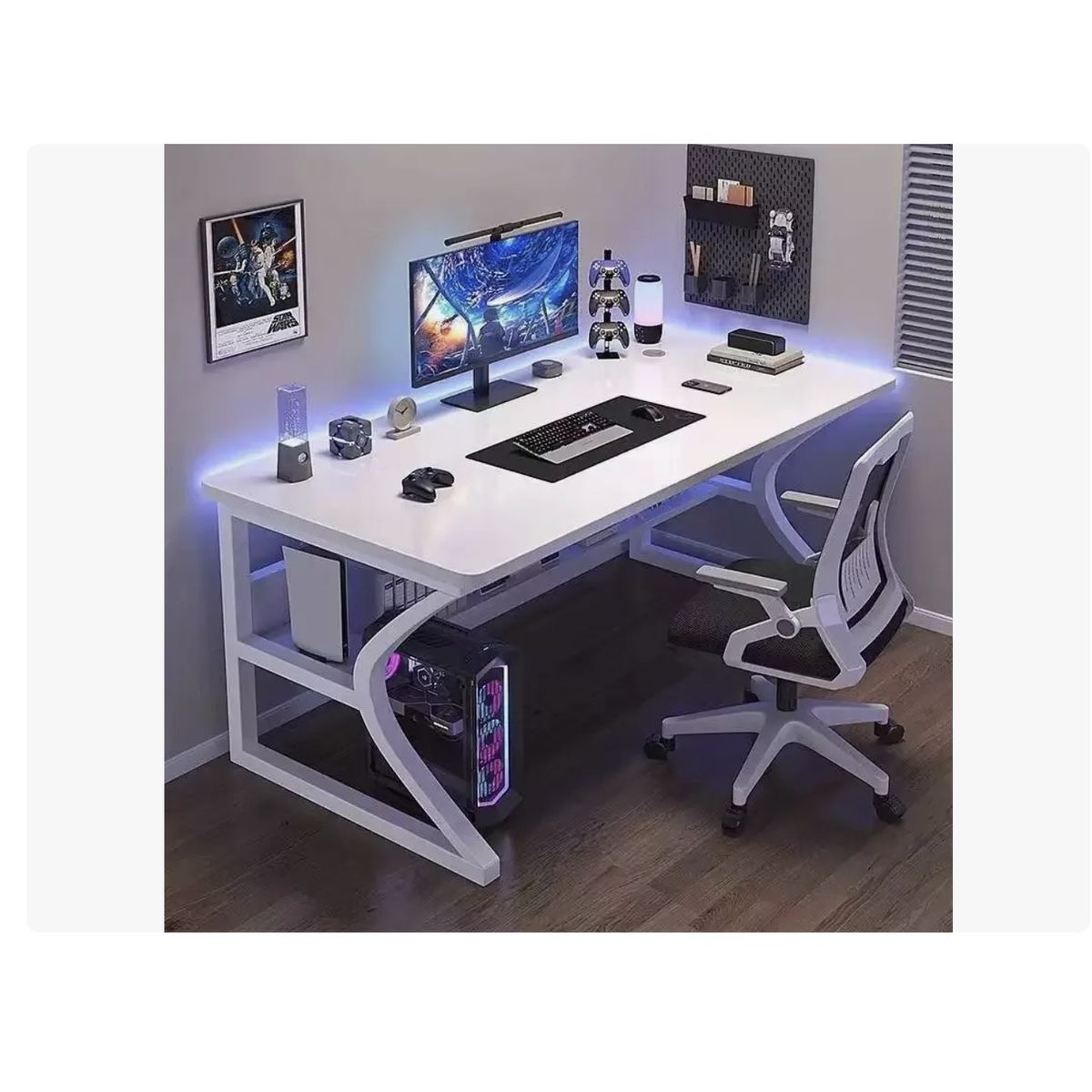 GENERICO - Escritorio Oficina Moderno 100x60cm Con Repisa Inferior Blanco