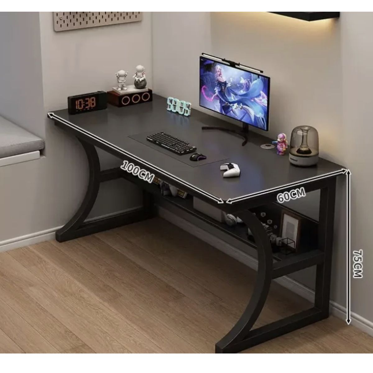 GENERICO - Escritorio Oficina Moderno 100x60cm Con Repisa Inferior Negro