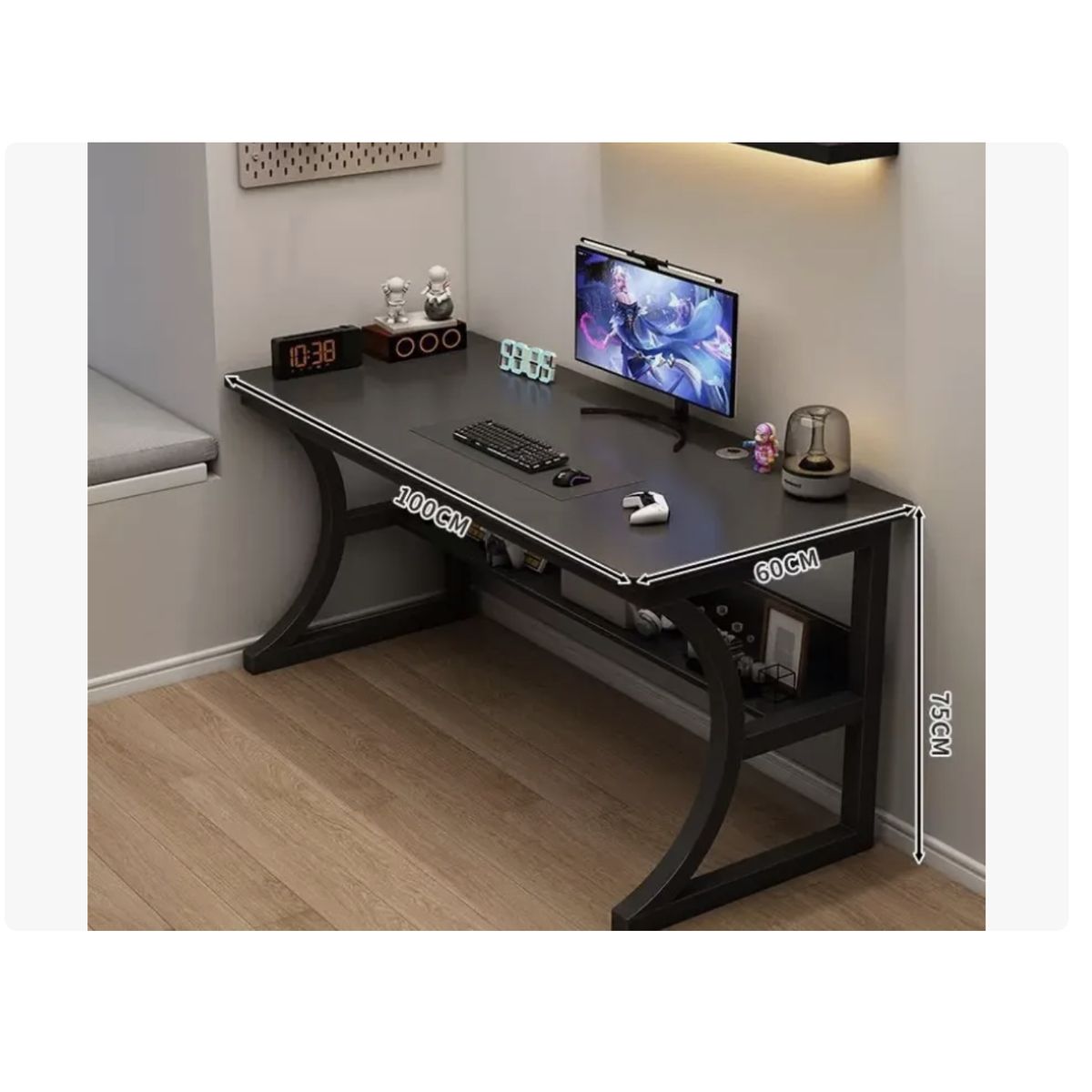 GENERICO - Escritorio Oficina Moderno 100x60cm Con Repisa Inferior Negro