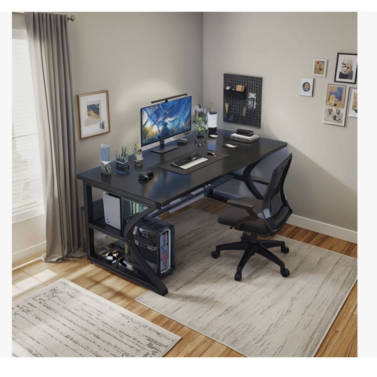 GENERICO - Escritorio Oficina Moderno 100x60cm Con Repisa Inferior Negro