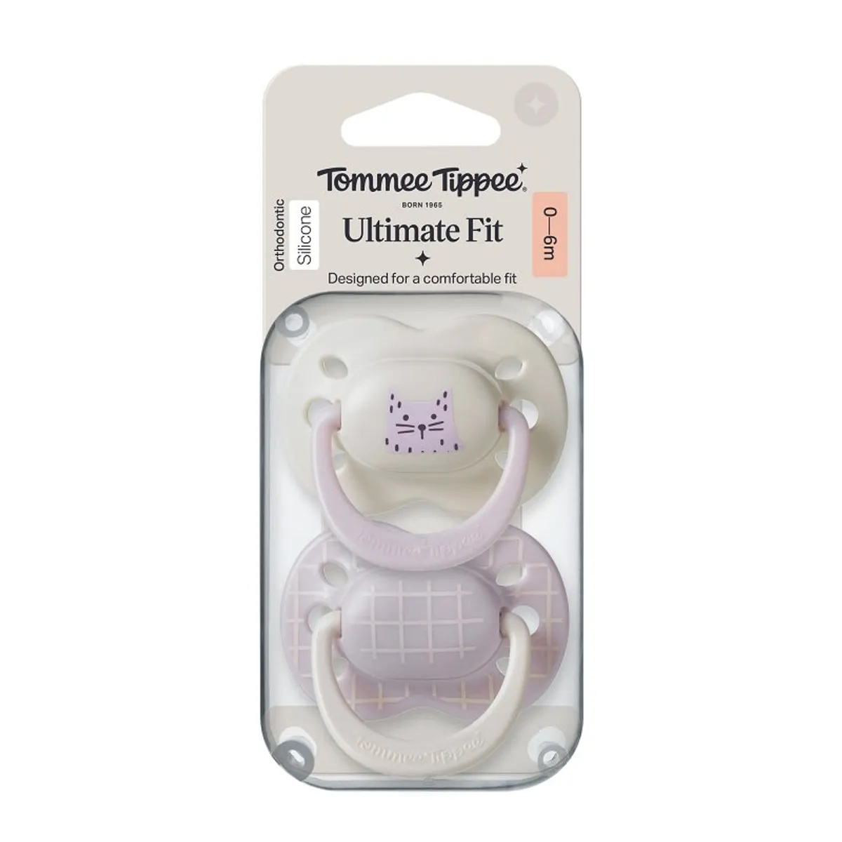 TOMMEE TIPPEE - CHUPETE DE SILICONA ULTIMATE FIT 2 UNIDADES 0-6 MESES NIÑA LILA