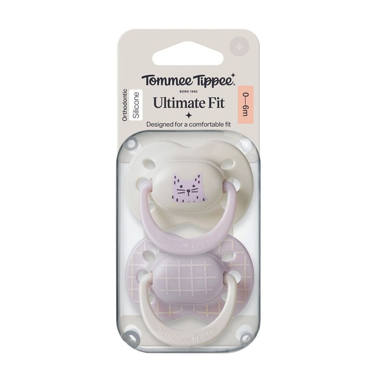 TOMMEE TIPPEE - CHUPETE DE SILICONA ULTIMATE FIT 2 UNIDADES 0-6 MESES NIÑA LILA