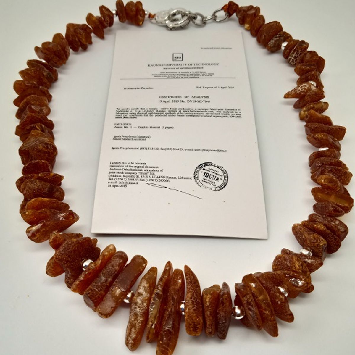 GENERICO - Collar ámbar báltico crudo 20-22cm con Cuarzo Rosa