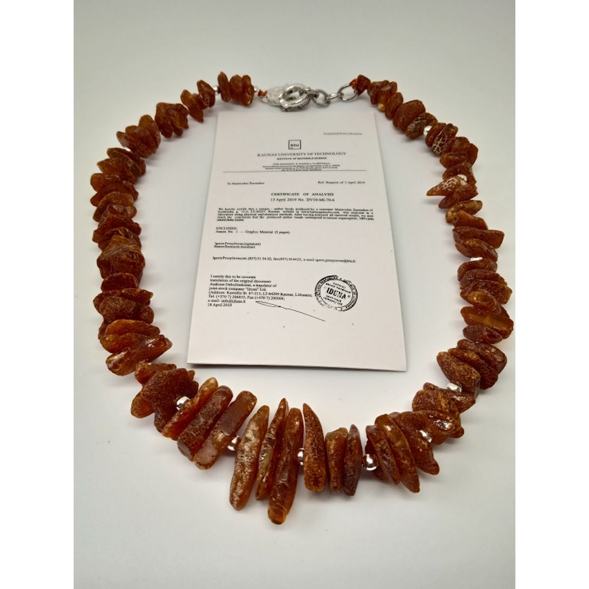 GENERICO - Collar ámbar báltico crudo 20-22cm con Cuarzo Rosa