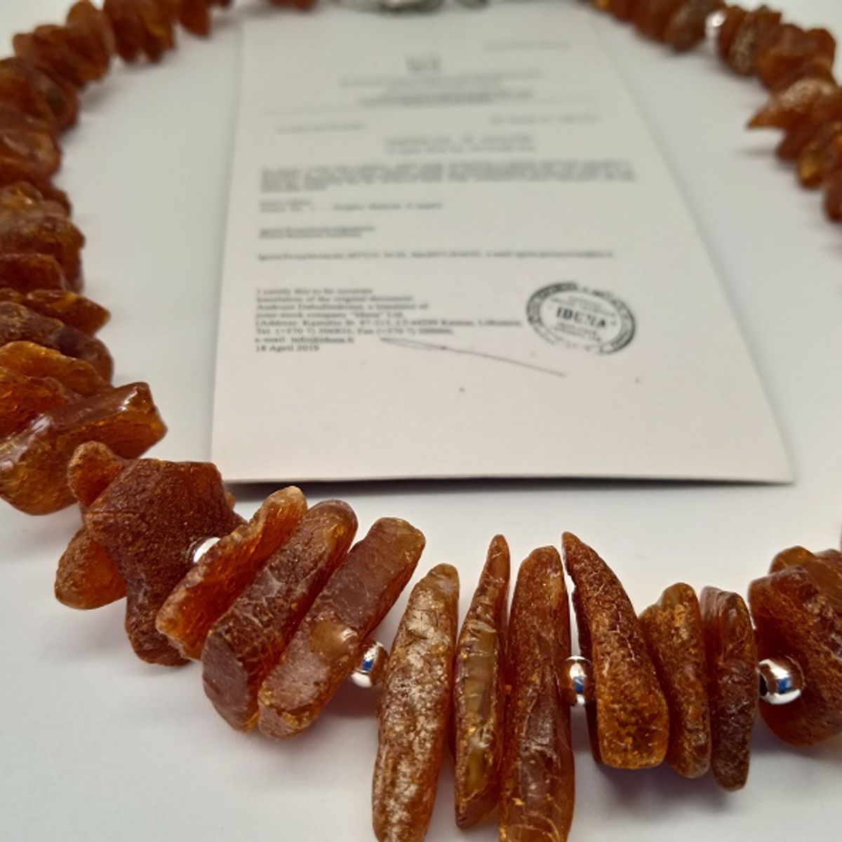 GENERICO - Collar ámbar báltico crudo 20-22cm con Cuarzo Rosa