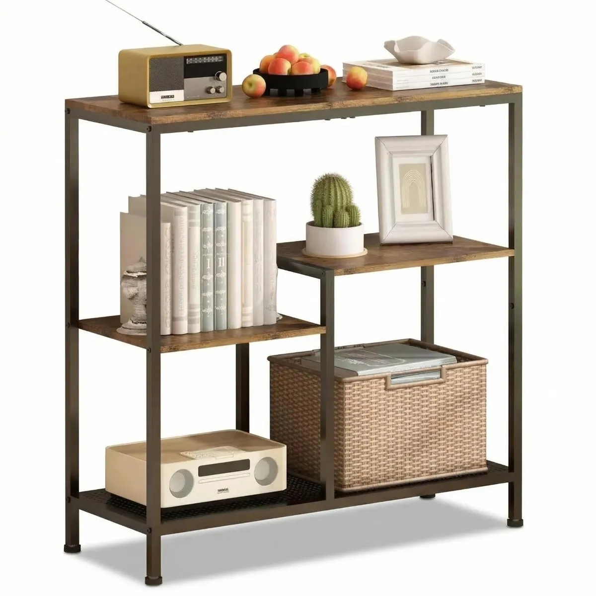 IDEEHOUSE - Librero Estante Organizador Repisa Multiuso Living Marrón