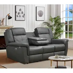 MSA MUEBLES SANTA ANA - Sofá Reclinable Eléctrico 3 Cuerpos Cuero Drag