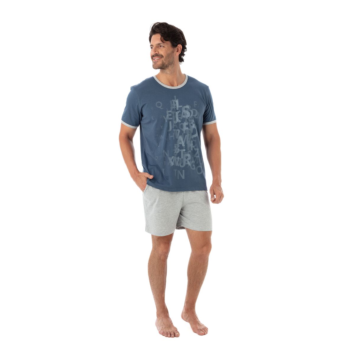 BECKIL - BECKIL COD 3040 PIJAMA ALGODON ESTAMPADO POLERA LETRAS, MANGA CORTA