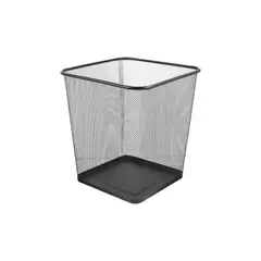 GENERICO - Basurero Metálico Cuadrado Papelera Oficina Grande Metal negro