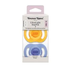 TOMMEE TIPPEE - CHUPETE DE SILICONA ULTRA LIGERO STAYPUT 2 UNIDADES 6-18 MESES AMARILLO-AZUL
