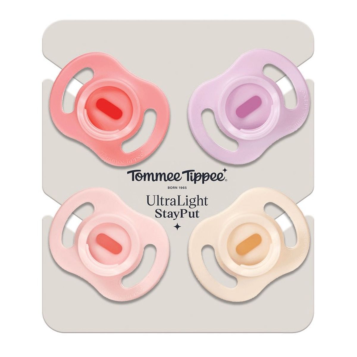 TOMMEE TIPPEE - PACK 4 CHUPETES DE SILICONA ULTRALIGHT STAYPUT 0-6 MESES NIÑA